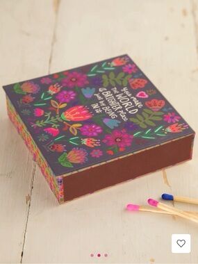 NATURAL LIFE Floral Bright Decorative Matchbox - Purple, Pink, Green, Orange
